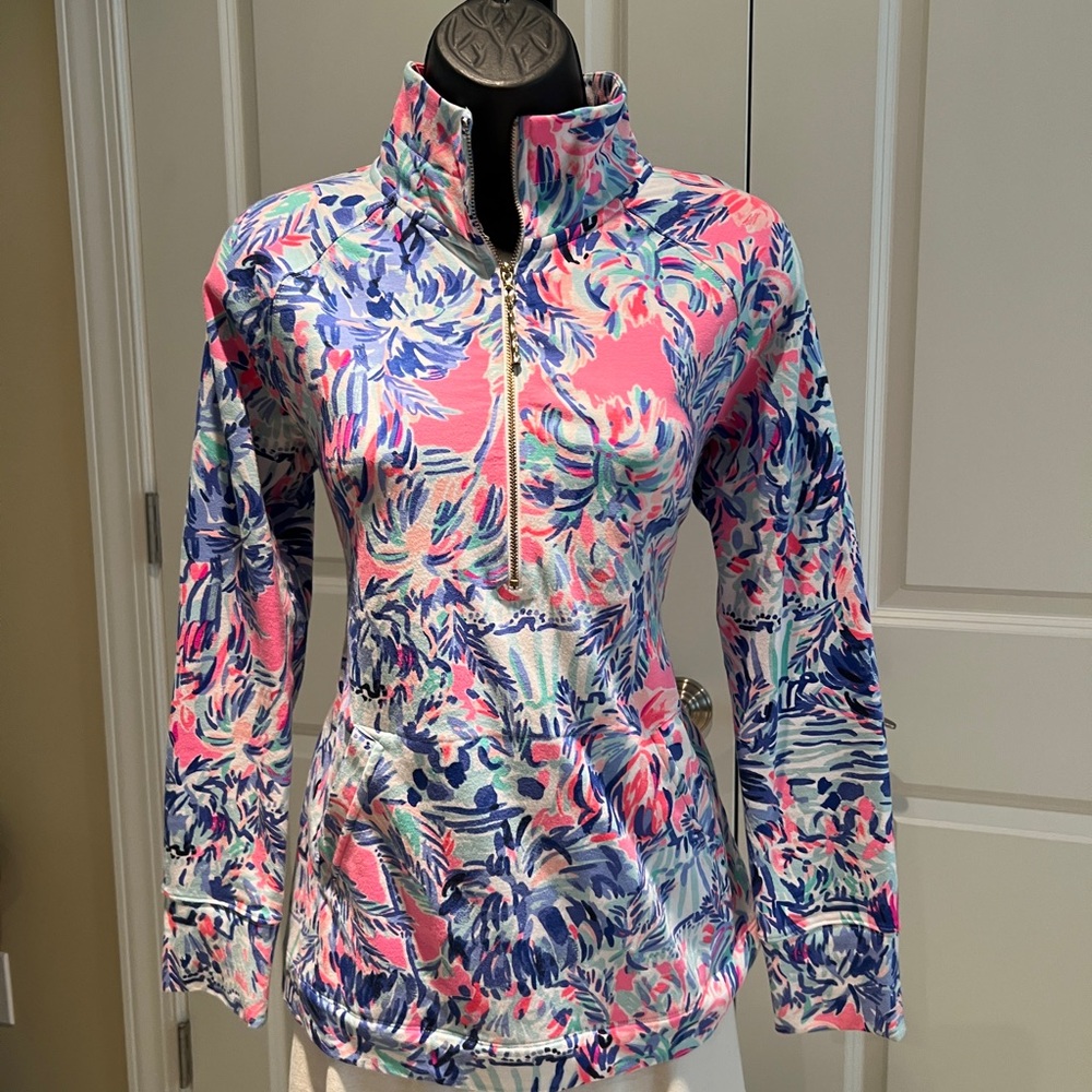 Colorful Floral Quarter-Zip Pullover